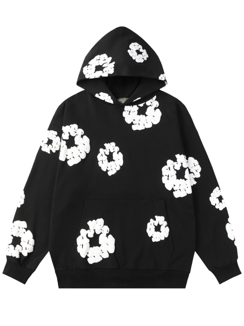 Denim Tears Black Hoodie with White Logo Label